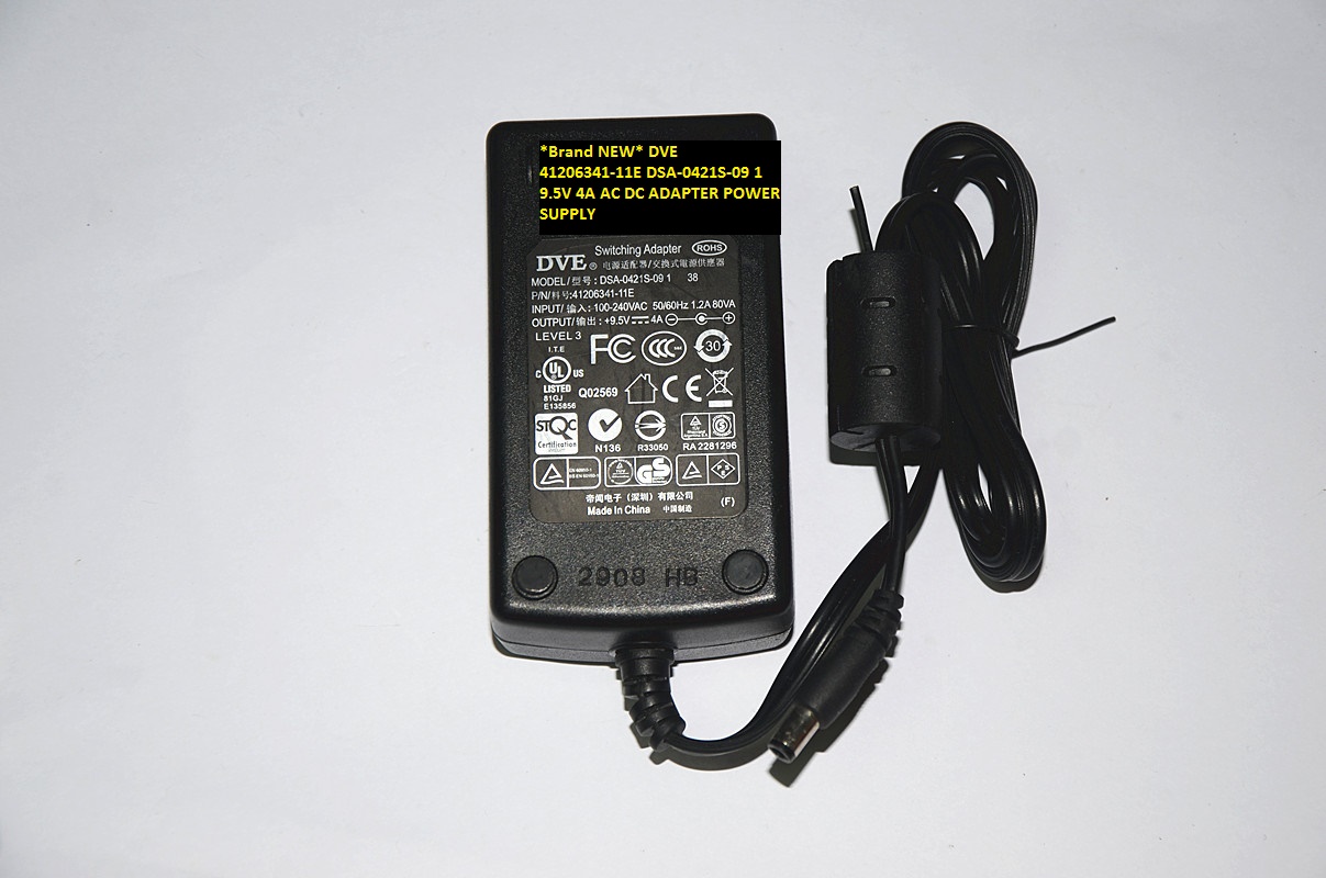 *Brand NEW* DVE 9.5V 4A DSA-0421S-09 1 41206341-11E AC DC ADAPTER POWER SUPPLY